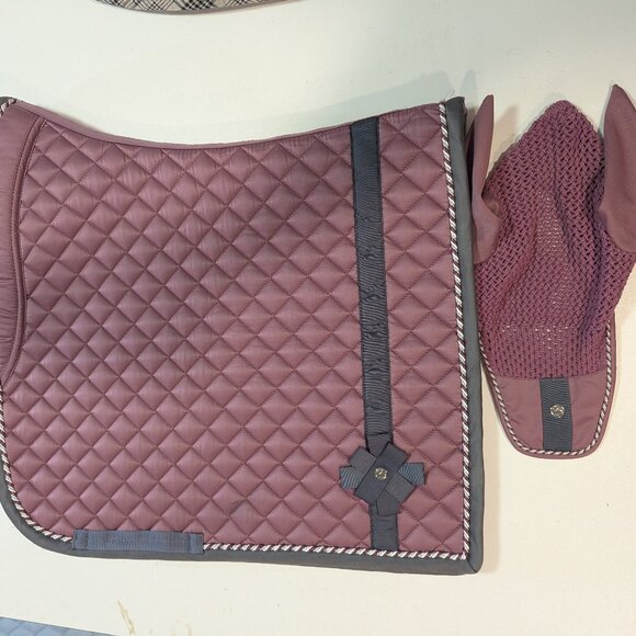 PSOS PS of Sweden Pink Ribbon & Bow Dressage Saddle Pad with Matching Fly Bonnet - Picture 1 of 2